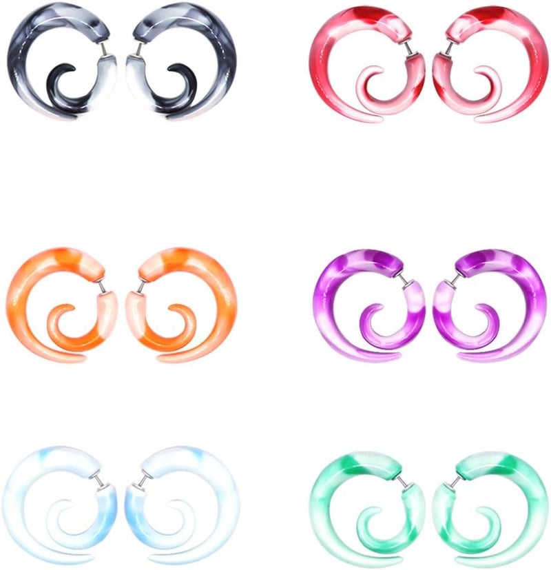 CrazyPiercing 12Pcs Fake Tapers Acrylic Ear Gauge Spiral Earrings Studs Stretcher Piercing Taper 20G - Image 1